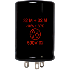 Bekerelco condensator 32 + 32 uF 500 Volt