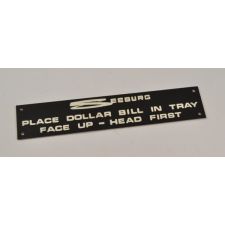 Seeburg Dollar bill instructions - metal - part# 423084