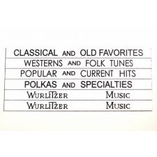 Wurlitzer 1500 / 1600 en 1700 Categorie kaartjes (zwarte letters)