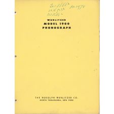 Wurlitzer 1900 series phonograph service manual (loose-leaf system #1)